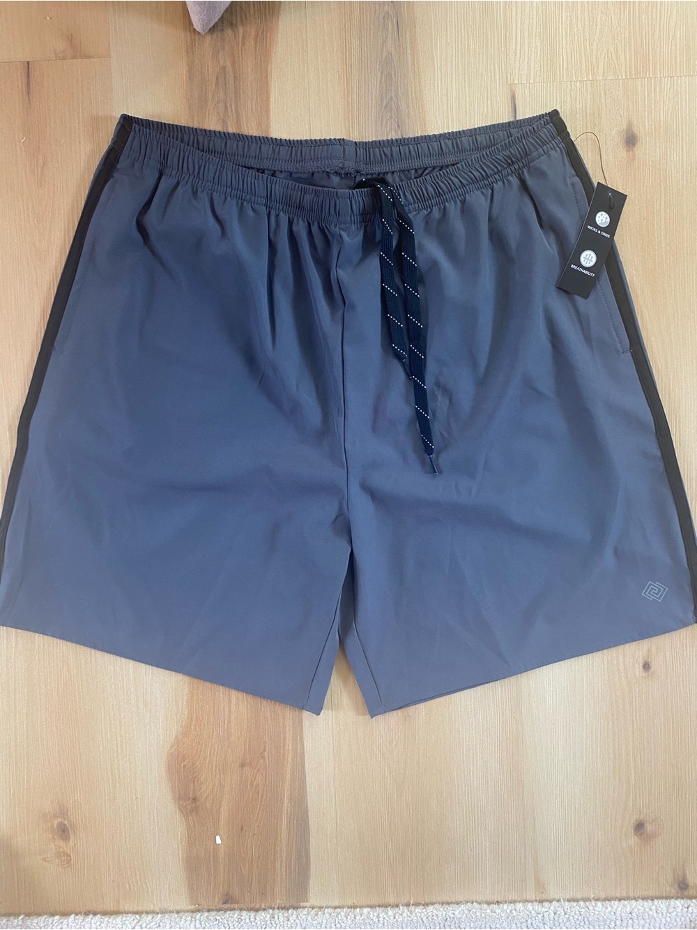 ZELOS Men's Slate Gray Athletic Drawstring Shorts with Black Trim